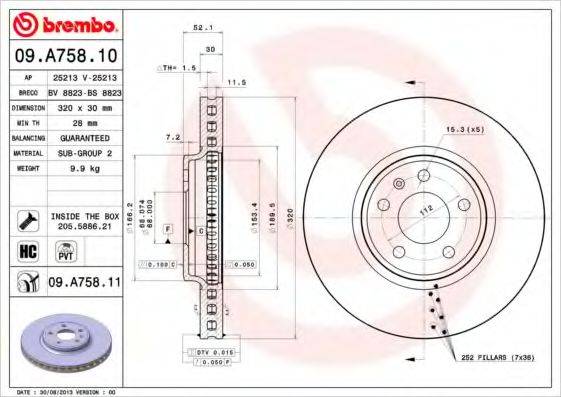 Тормозной диск BREMBO 09.A758.10