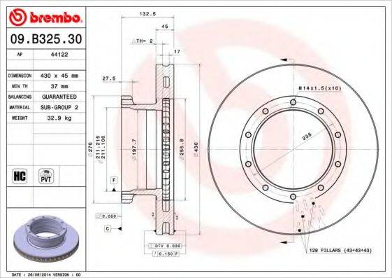 Тормозной диск BREMBO 09.B325.30
