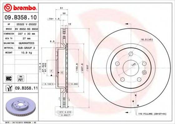Тормозной диск BREMBO 09.B358.11