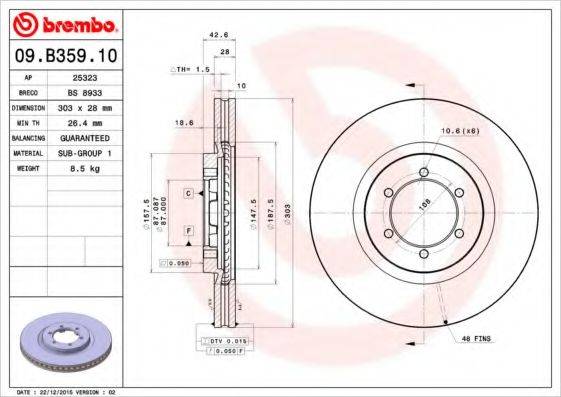 BREMBO 09B35910 Тормозной диск