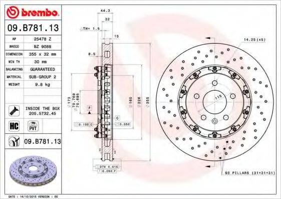 Тормозной диск BREMBO 09.B781.13