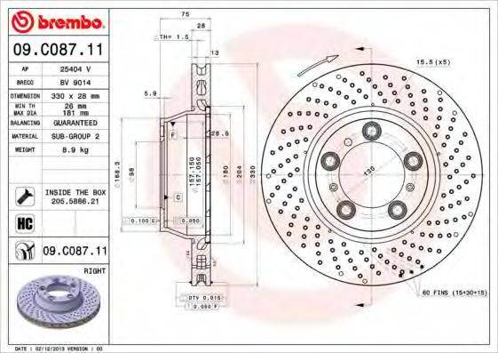 Тормозной диск BREMBO 09.C087.11