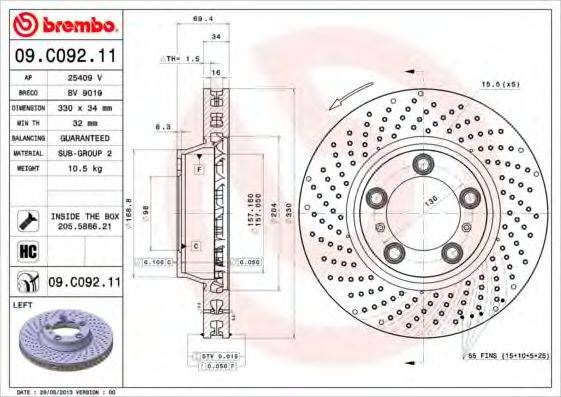Тормозной диск BREMBO 09.C092.11