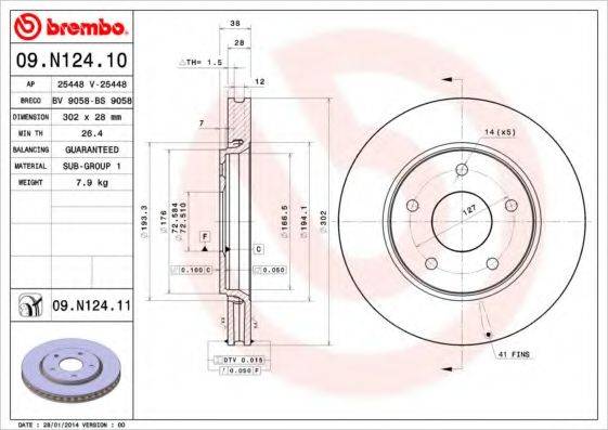 Тормозной диск BREMBO 09.N124.10