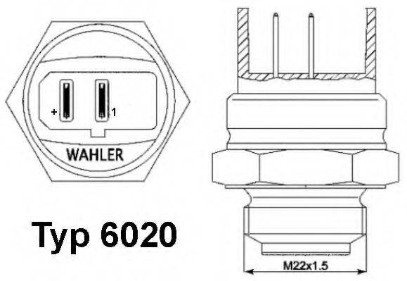 Термовыключатель, вентилятор радиатора; Термовыключатель, вентилятор радиатора WAHLER 6020.95D