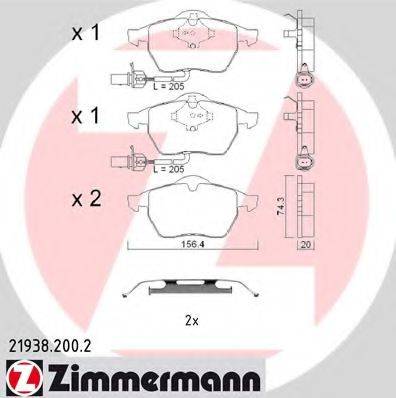 Комплект тормозных колодок, дисковый тормоз ZIMMERMANN 21938.200.2