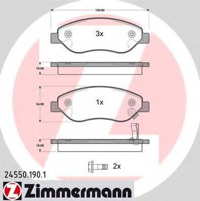 Комплект тормозных колодок, дисковый тормоз ZIMMERMANN 24550.190.1