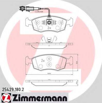 Комплект тормозных колодок, дисковый тормоз ZIMMERMANN 25429.180.2