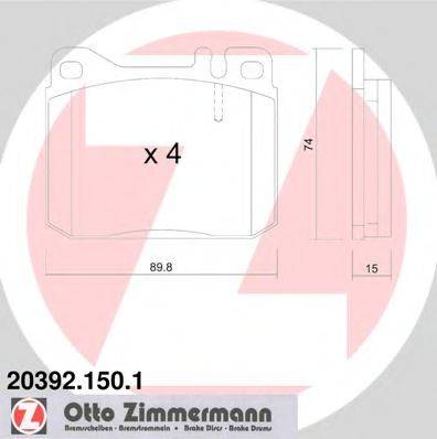 Комплект тормозных колодок, дисковый тормоз ZIMMERMANN 20392.150.1