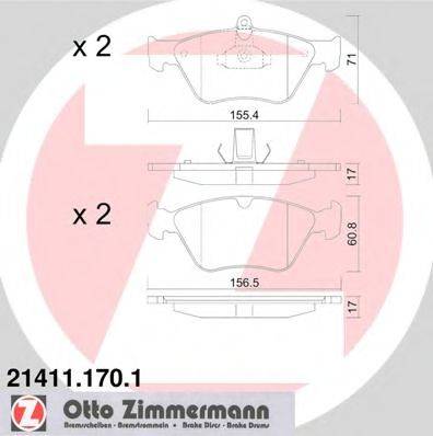 Комплект тормозных колодок, дисковый тормоз ZIMMERMANN 21411.170.1