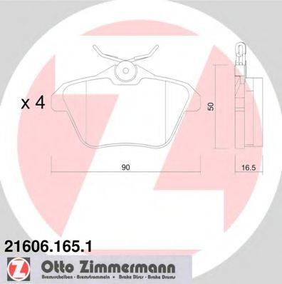 Комплект тормозных колодок, дисковый тормоз ZIMMERMANN 21606.165.1