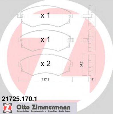 Комплект тормозных колодок, дисковый тормоз ZIMMERMANN 21725.170.1