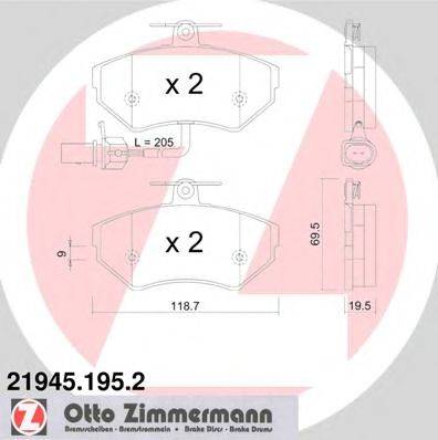 ZIMMERMANN 219451952 Комплект тормозных колодок, дисковый тормоз