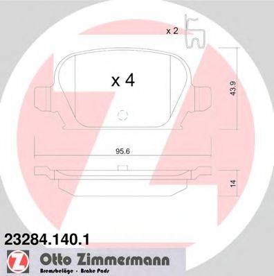 Комплект тормозных колодок, дисковый тормоз ZIMMERMANN 23284.140.1