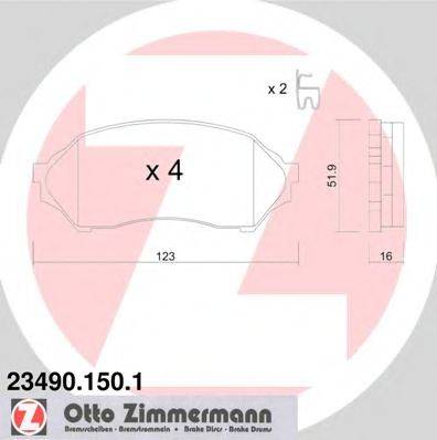 ZIMMERMANN 234901501 Комплект тормозных колодок, дисковый тормоз