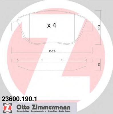 ZIMMERMANN 236001901 Комплект тормозных колодок, дисковый тормоз
