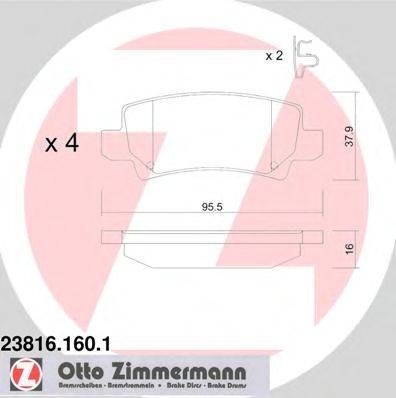 Комплект тормозных колодок, дисковый тормоз ZIMMERMANN 23816.160.1