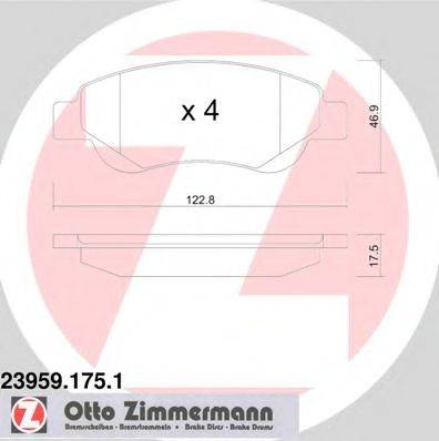 ZIMMERMANN 239591751 Комплект тормозных колодок, дисковый тормоз