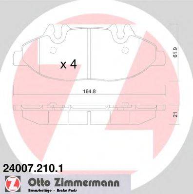 Комплект тормозных колодок, дисковый тормоз ZIMMERMANN 24007.210.1
