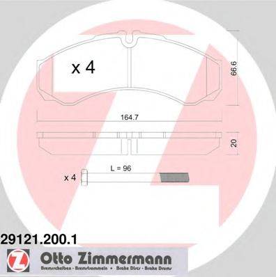 ZIMMERMANN 291212001 Комплект тормозных колодок, дисковый тормоз