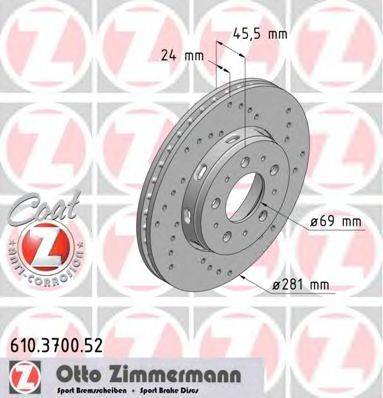 Тормозной диск ZIMMERMANN 610.3700.52