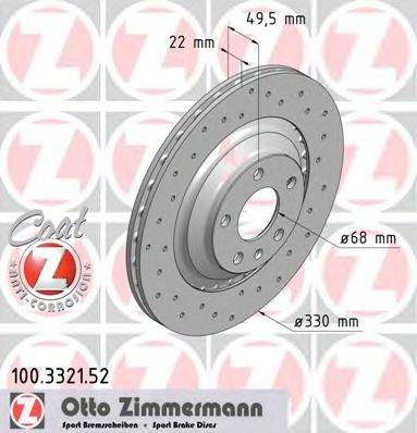 Тормозной диск ZIMMERMANN 100.3321.52