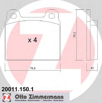 ZIMMERMANN 200111501 Комплект тормозных колодок, дисковый тормоз