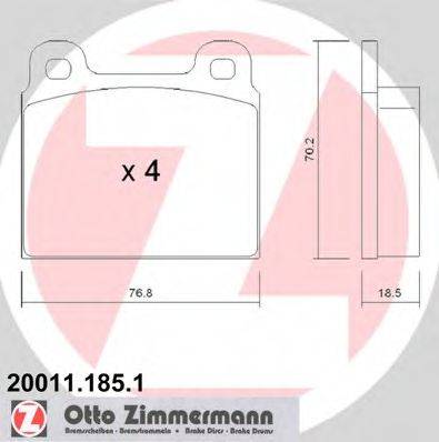 Комплект тормозных колодок, дисковый тормоз ZIMMERMANN 20011.185.1