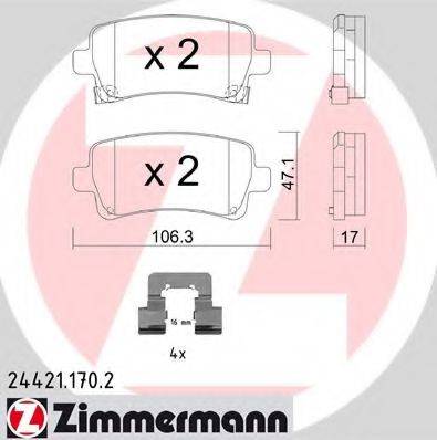 Комплект тормозных колодок, дисковый тормоз ZIMMERMANN 24421.170.2
