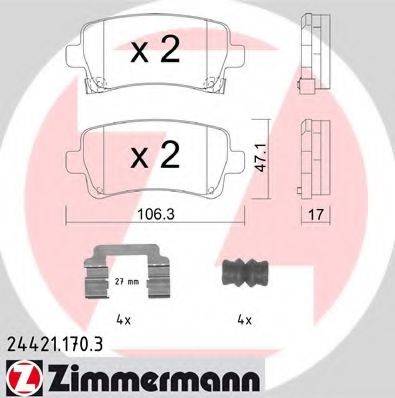 Комплект тормозных колодок, дисковый тормоз ZIMMERMANN 24421.170.3