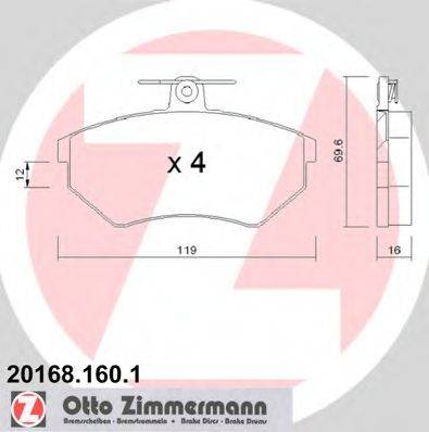 ZIMMERMANN 201681601 Комплект тормозных колодок, дисковый тормоз