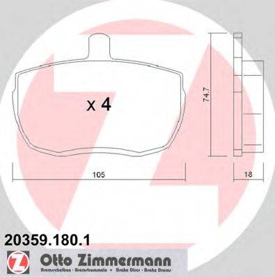 ZIMMERMANN 203591801 Комплект тормозных колодок, дисковый тормоз