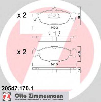 ZIMMERMANN 205471701 Комплект тормозных колодок, дисковый тормоз