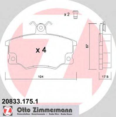 Комплект тормозных колодок, дисковый тормоз ZIMMERMANN 20833.175.1