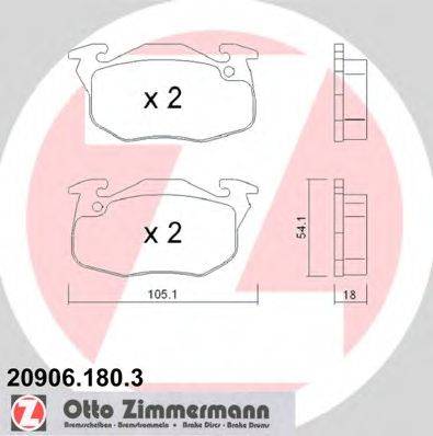 Комплект тормозных колодок, дисковый тормоз ZIMMERMANN 20906.180.3