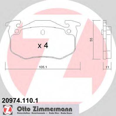 ZIMMERMANN 209741101 Комплект тормозных колодок, дисковый тормоз