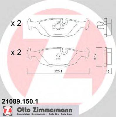 Комплект тормозных колодок, дисковый тормоз ZIMMERMANN 21089.150.1