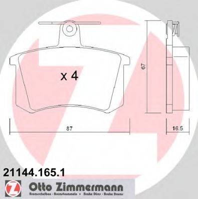 Комплект тормозных колодок, дисковый тормоз ZIMMERMANN 21144.165.1