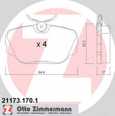 ZIMMERMANN 211731701 Комплект тормозных колодок, дисковый тормоз