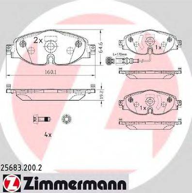 ZIMMERMANN 256832002 Комплект тормозных колодок, дисковый тормоз