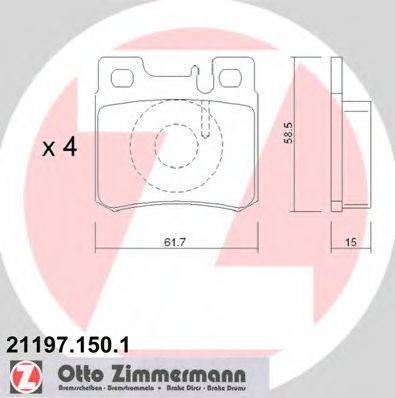 Комплект тормозных колодок, дисковый тормоз ZIMMERMANN 21197.150.1