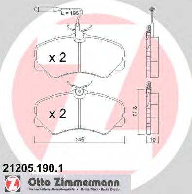 ZIMMERMANN 212051901 Комплект тормозных колодок, дисковый тормоз