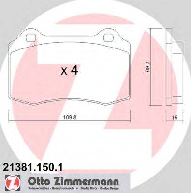 ZIMMERMANN 213811501 Комплект тормозных колодок, дисковый тормоз