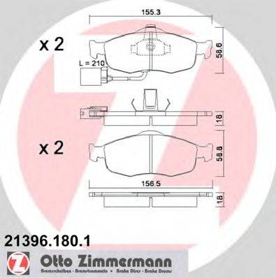Комплект тормозных колодок, дисковый тормоз ZIMMERMANN 21396.180.1