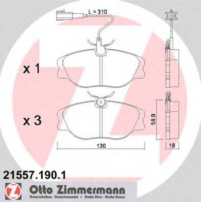 Комплект тормозных колодок, дисковый тормоз ZIMMERMANN 21557.190.1