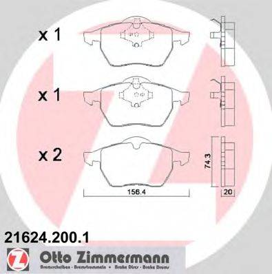 Комплект тормозных колодок, дисковый тормоз ZIMMERMANN 21624.200.1