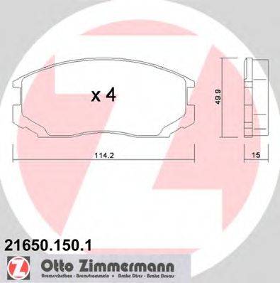 Комплект тормозных колодок, дисковый тормоз ZIMMERMANN 21650.150.1