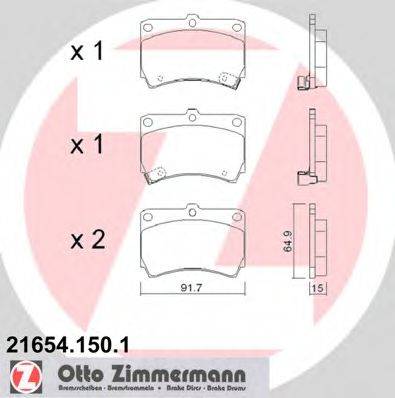 Комплект тормозных колодок, дисковый тормоз ZIMMERMANN 21654.150.1