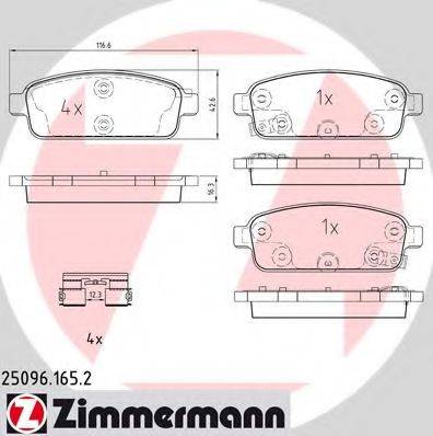 ZIMMERMANN 250961652 Комплект тормозных колодок, дисковый тормоз