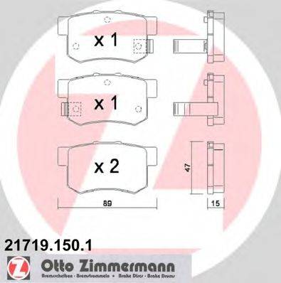 ZIMMERMANN 217191501 Комплект тормозных колодок, дисковый тормоз